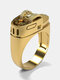 Trendy Punk Creative Lighter Shape 14K Gold Plated Copper Ring - Gold