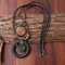 Ethnic Geometric Wood Pendant Necklaces Vintage Fish Two Layers Wax Rope Necklaces for Women - Brown