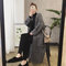 Loose Knees Long Knit Sweater Thickening Cardigan Coat - Gray