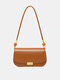 Women Faux Leather Fashion Solid Color Crossbody Bag - Brown