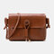 Women Solid Vintage Crossbody Bag PU Leather Shoulder Bag - Brown