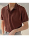 Mens Knitted Rib Pullover Golf Shirt - Rust