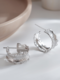 Trendy Simple Wide Wavy Sand Surface C-shaped S925 Hoop Earrings - Silver