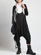Sleeveless Straps Button Side Pocket Loose Plus Size Jumpsuit  - Black