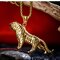 Fashion Gold Silver Men's Necklaces Tiger Titanium Steel Pendant Chain Necklaces for Men - Gold