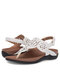 Sandalias planas con punta abierta y punta redonda huecas de verano para mujer Sandalias - Blanco