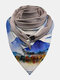 Women Dacron Landscape Print With Buckle Casual Thin Warmth Shawl Scarf - #02