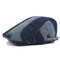Mens Cotton Washed Denim Berets Caps Outdoor Sunshade Newsboy Cabbie Cap Adjustable - Dark Blue