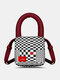 Women Faux Leather Fashion Chess Board Pattern Color Matching Multi-Carry Mini Handbag Crossbody Bag - Black