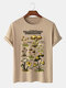 Mens 100% Cotton Mushroom Sort Graphic Print Community Spirit T-Shirt - Khaki