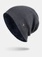 Men Winter Plus Velvet Striped Pattern Outdoor Knitted Warm Beanie Hat - Navy