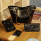 4PCS PU Leather Handbag Phone Bag Wallet Card Holder - Black