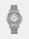 8 Colors Stainless Steel Alloy Men Inlaid Rhinestones Dial Watch Decorative Pointer Quartz Watch - Silver