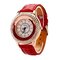 Unique Full Rhinestone Drift Beads Leather Strap Casual Women Quartz Luxury Watches for Women - Red