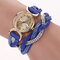 Fashion Quartz Wristwatch Colorful Leather Rhinestone Strap Causal Bracelet Watch for Women - Royal