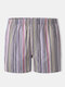 Men Cotton Comfortable Striped Arrow Boxer Briefs Loose Home Mini Underpants - Green