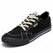 Men Breathable Canvas Comfy Lace Up Casual Trainers - Black