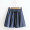 Solid color Elastic Waist   Bowknot  denim skirt - Dark Blue
