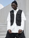 Men Techwear Pockets Plain Vest - Black
