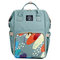Print Diaper Mommy Bags Backpack Multi-functional Wawterproof Durable Shoulder Bags - Green