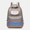 Women Nylon Multifunction Waterproof Casual Patchwork Backpack - Khaki
