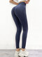 Solid Color High Waist Butt Lift Workout Yoga Leggings - Navy