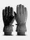 Men Plus Velvet Lengthened Knitted Elastic Wrist With Reflective Strip Windproof Waterproof Warmth Non-slip Touchscreen Gloves - Gray 1