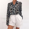 2019 Spring And Summer Hot European And American Explosion Models Casual Leopard Long-sleeved Chiffon Blouse - Gray