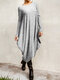 Drop Solid Color Irregular Plus Size Casual Dress - Grey