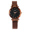 Fashion Women Quartz Watch Starry Sky Quartz Watch Waterproof Stainless Steel Watch - Brown