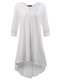 Sexy Women Brief Solid Button O Neck Irregular Cotton Dress - White