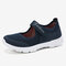 Big Size Outdoor Mesh Breathable Comfy Walking Women Casual Sneakers - Dark Blue