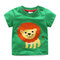 Cute Animal Pattern Boys Toddler Kids Short Sleeve Cotton T-Shirt For 1Y-9Y - Green