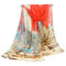 Women's Georgette Silk Soft Scarves Shawl High Quality Oil Painting Print Long Scarf - Orange
