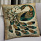 Fodera per cuscino in lino con paesaggio di pavone in stile cinese Fodera per cuscino posteriore per ufficio - #4