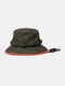 Unisex Cotton Contrast Drawstring Sunscreen Simple Bucket Hat - Green