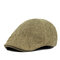 Men Retro England Style Cotton Hemp Solid Sweat Breathable Leisure Beret Cap UV Protection Sun Hat - Khaki