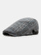 Men Cotton Plaid Outdoor Leisure Vintage British Style Wild Forward Hat Flat Cap - Dark Grey
