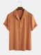 Newchic Design Mens Light Breathable Solid Color Revere Shirt - Orange