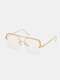 यूनिसेक्स मेटल बिग स्क्वायर हाफ फ्रेम मल्टीकलर लेंस एंटी-यूवी फैशन धूप का चश्मा - सोने का फ्रेम