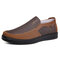 Men Splicing Old Beijing Style Slip On Casual Cloth Shoes - Brown