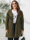 Solid Color Drawstring Long Sleeve Plus Size Hooded Thin Coat with Pocket - Army Green