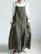 Casual Strappy Bib Cargo Solid Color Dress - Army Green