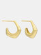 Trendy Simple Geometric Pentagon-shaped S925 Hoop Earrings - Gold