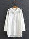 Ethnic Embroidery Irregular Stand Collar Long Sleeve Shirt - White