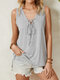 Solid Color Knotted Sleeveless V-neck Tank Top For Women - Gray