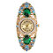 Reloj de lujo de la flor del Rhinestone del reloj elegante del Cloisonne para el regalo de las mujeres - Azul