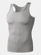 Men Ribbed Tank Top Wicking Sport Body Shaper Seamless Sculpting Compression Slim Underwear - Gray