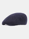 Men Woolen Plus Thicken Keep Warm Winter Outdoor Knitted Forward Hat Flat Hat - Blue