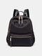 Women Nylon Casual Waterproof Large Capacity Fashion Backpack - Black